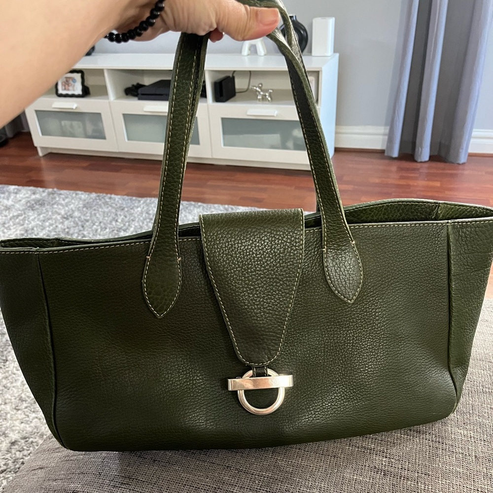 Barney’s New York Leather Olive Green Tote Purse